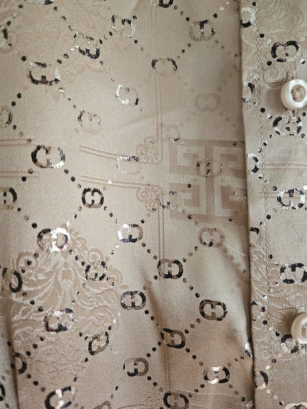 Valur 1901 Gold Metallic Patterned Button Down Shirt Medium - Picture 10 of 11